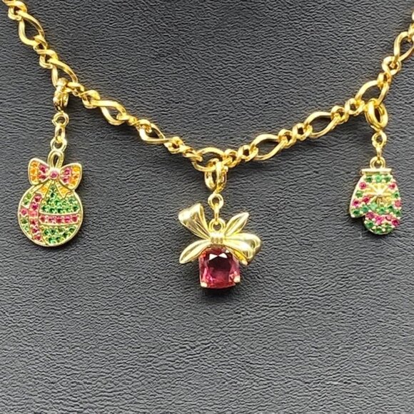 Gold Charm Bracelet with Festive Holiday Removable Charms - Picture 1 of 11